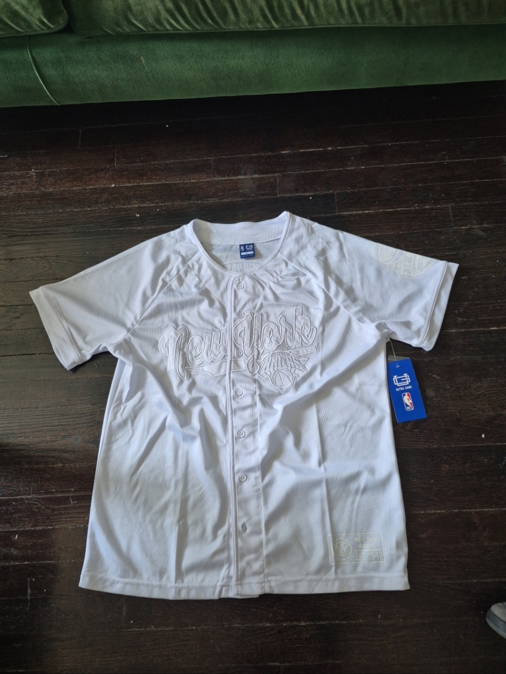 Nba Ultra Game Mens Color White New York Knicks Button Up Jersey Size Large